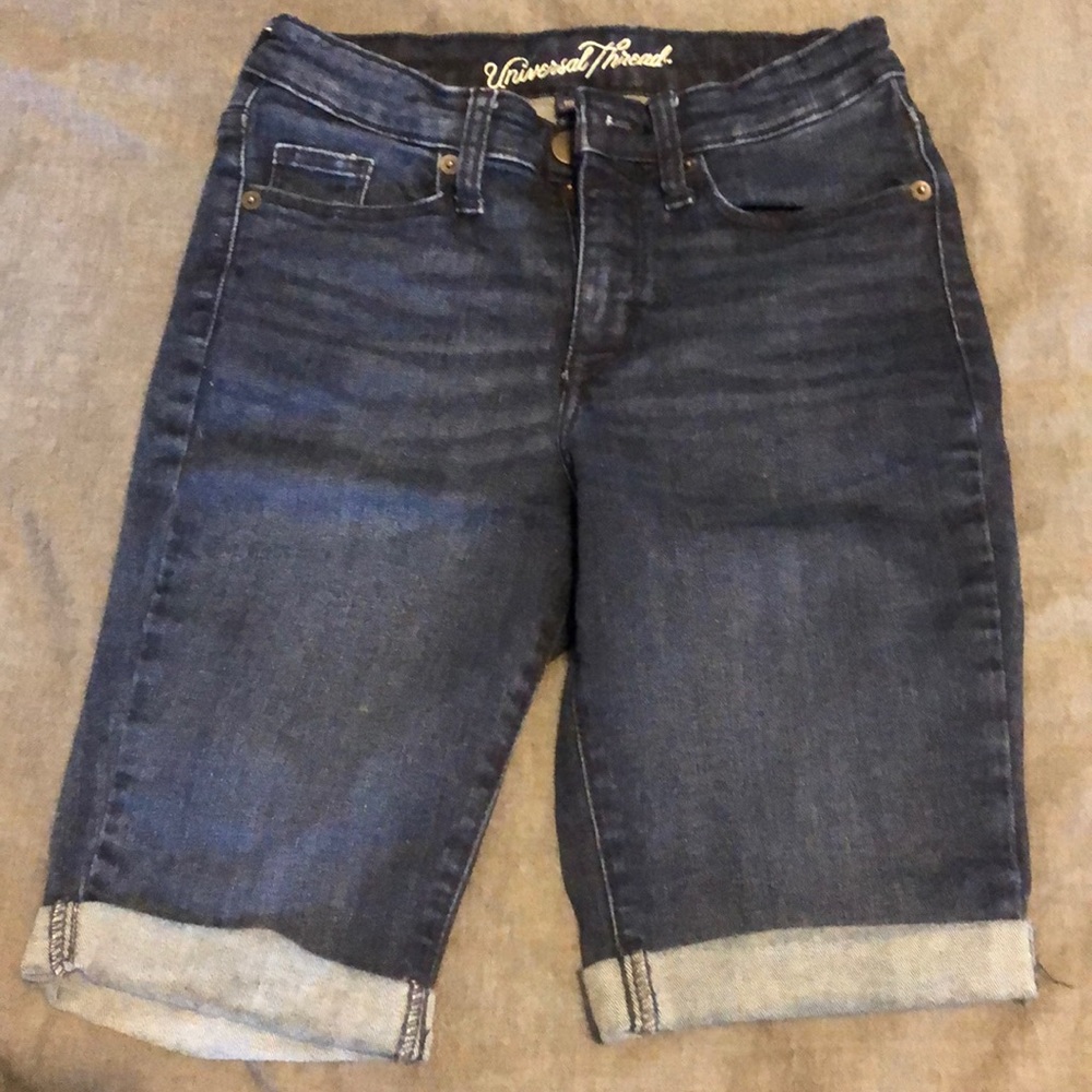 Universal Thread dark wash Bermuda shorts